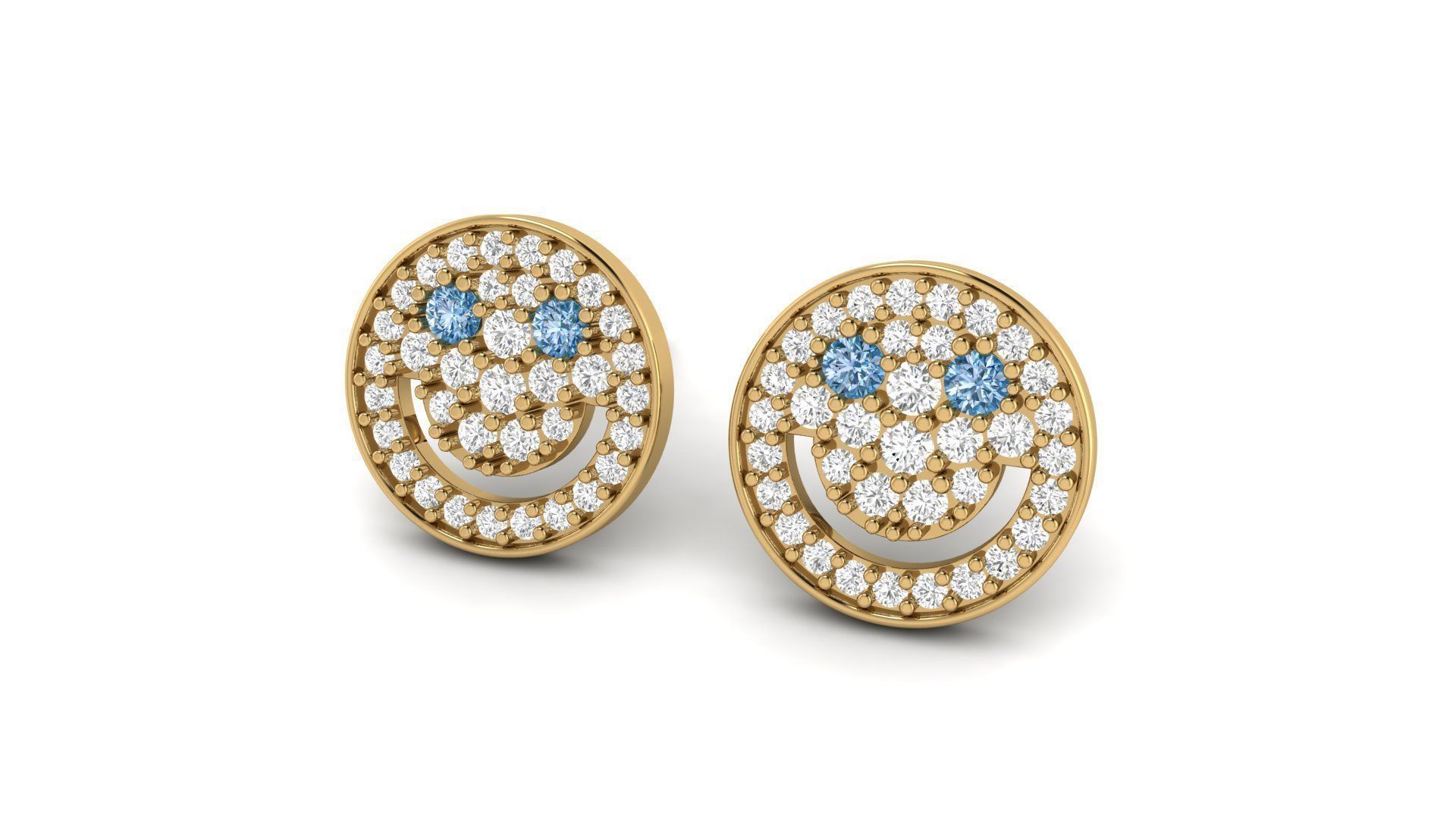 Smiley Emoji Diamond Earring 3D print model_2