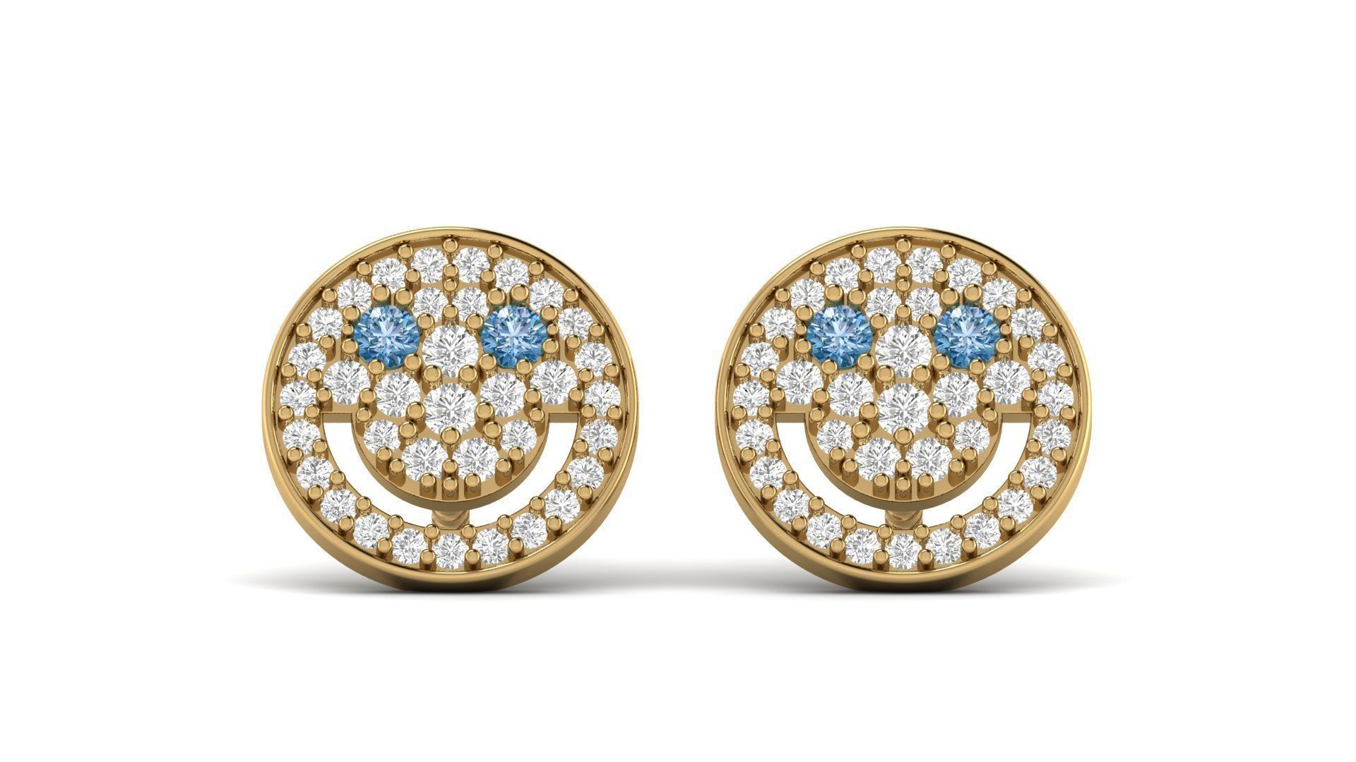 Smiley Emoji Diamond Earring 3D print model_3