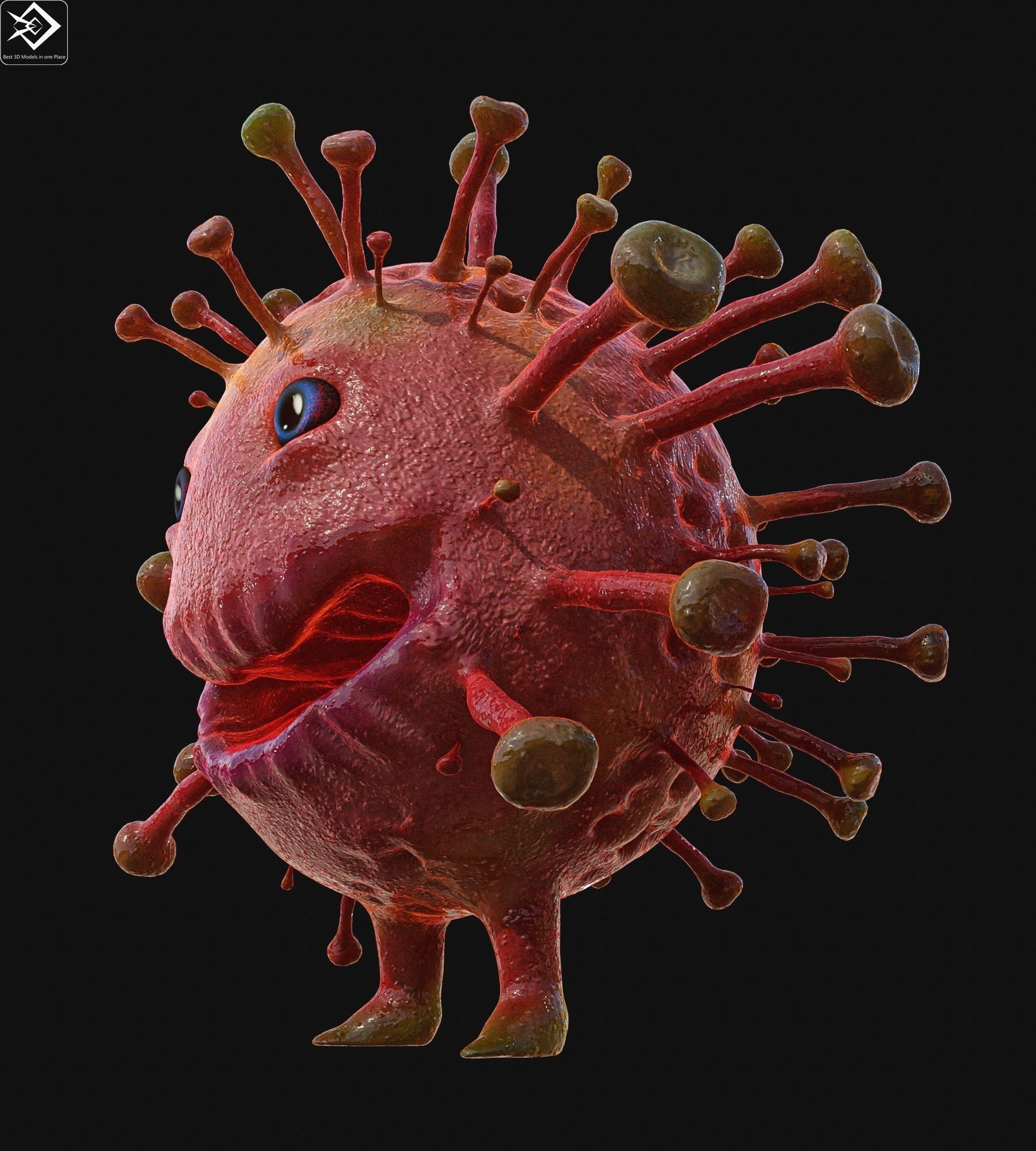 Covid 19 character Low-poly 3D model_6