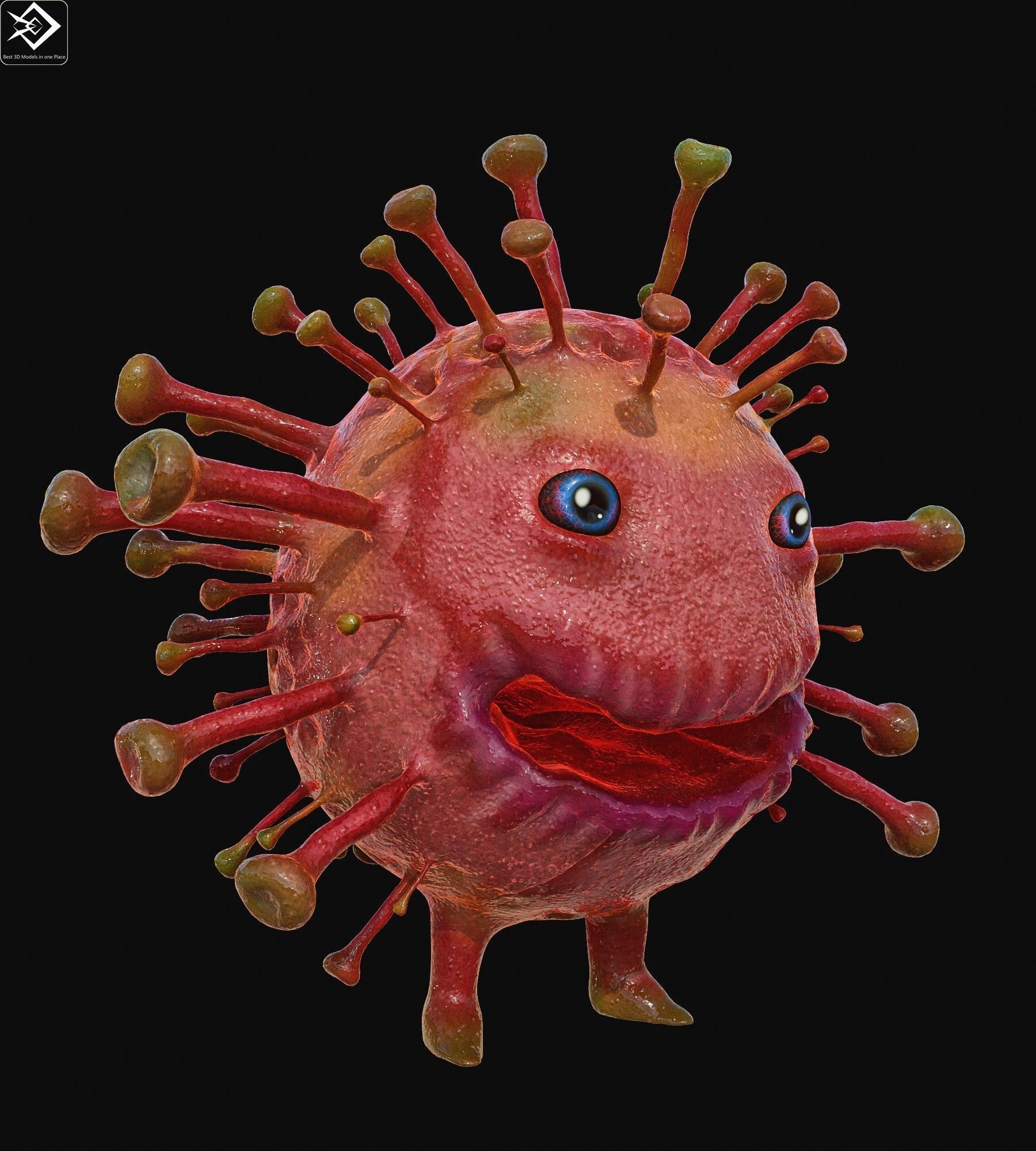 Covid 19 character Low-poly 3D model_1