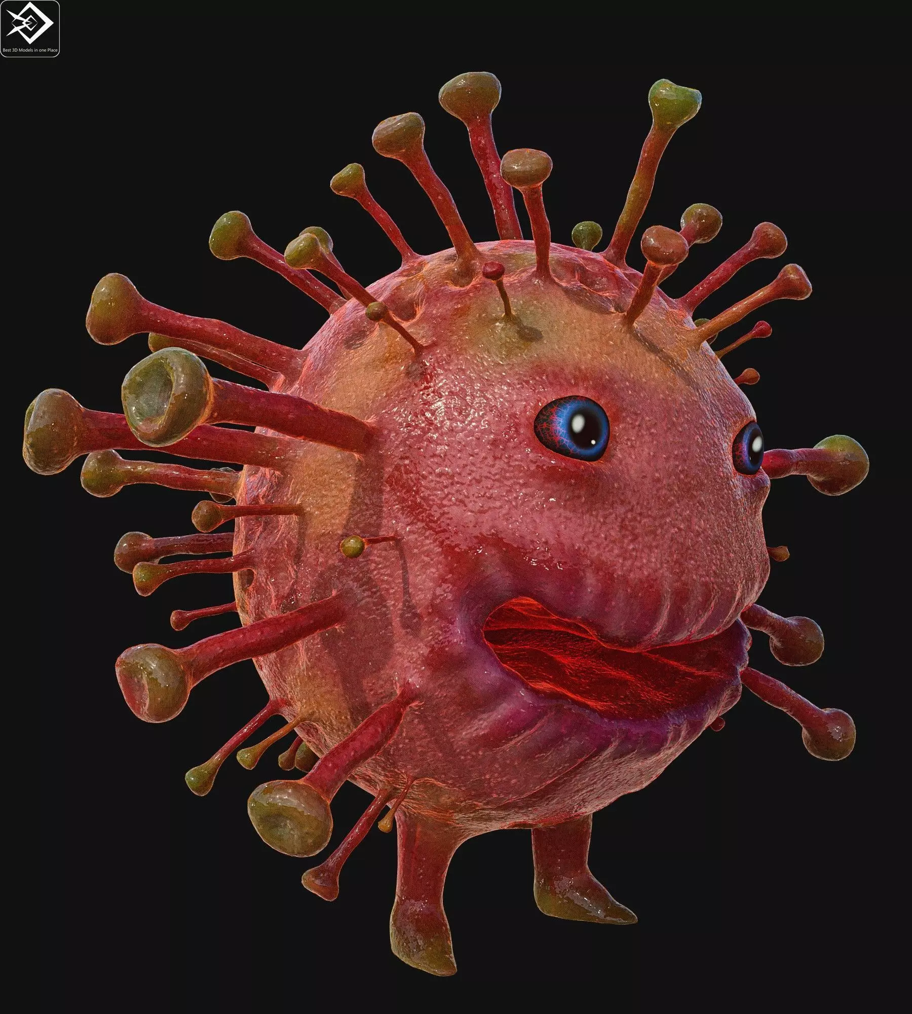 Covid 19 character Low-poly 3D model_0