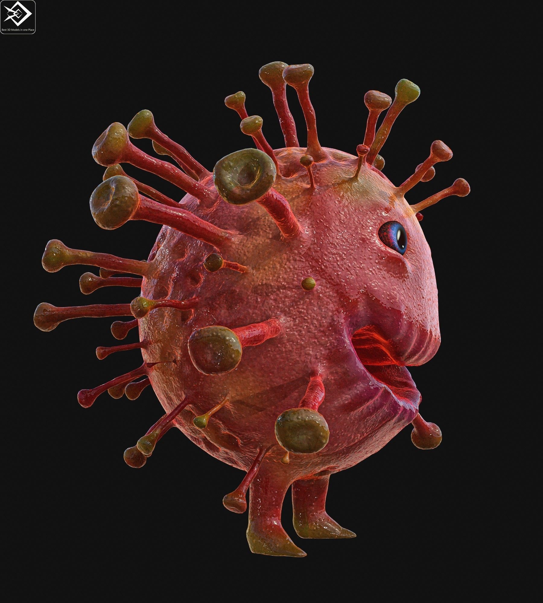 Covid 19 character Low-poly 3D model_3