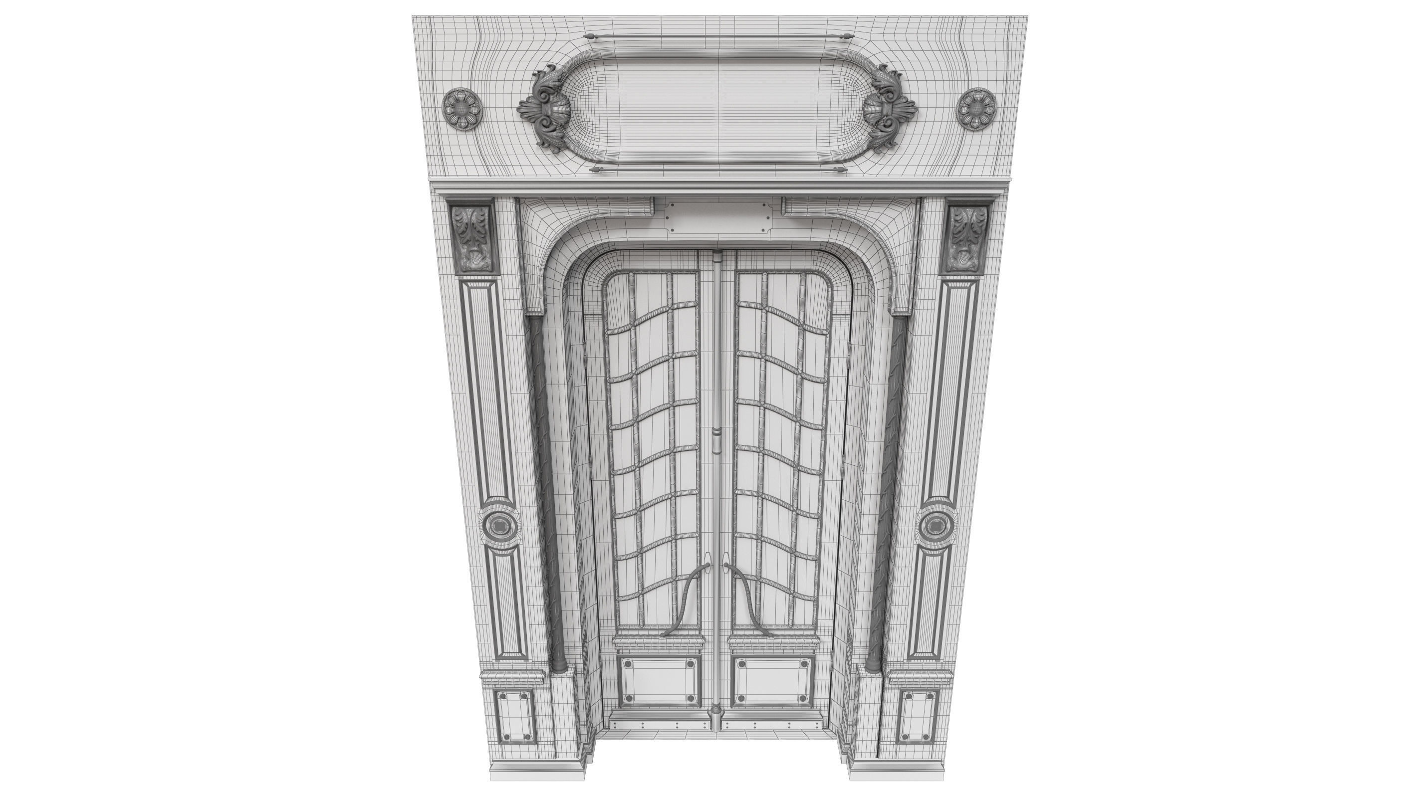 Entrance classic door 47 3D model_9