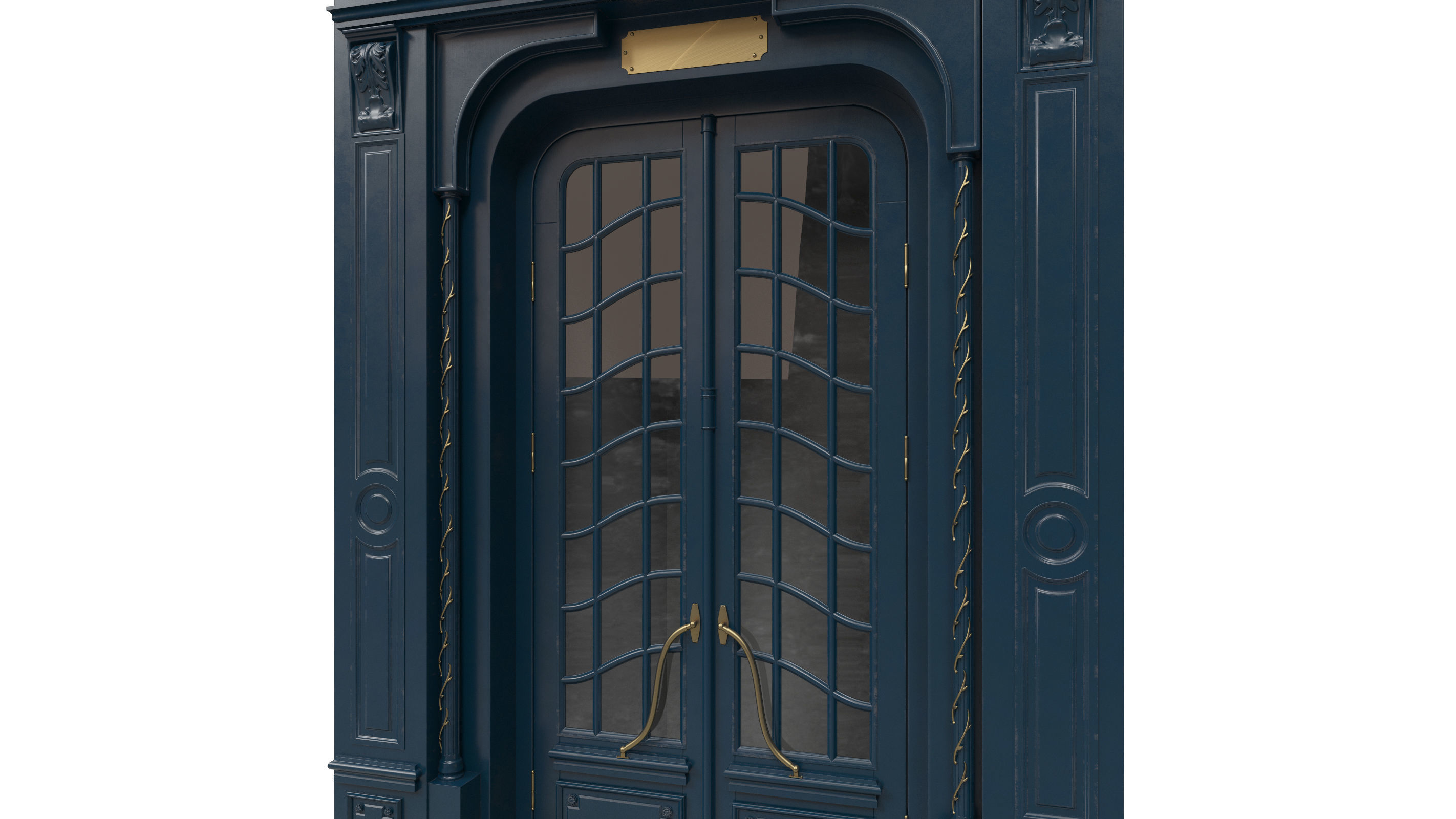 Entrance classic door 47 3D model_2