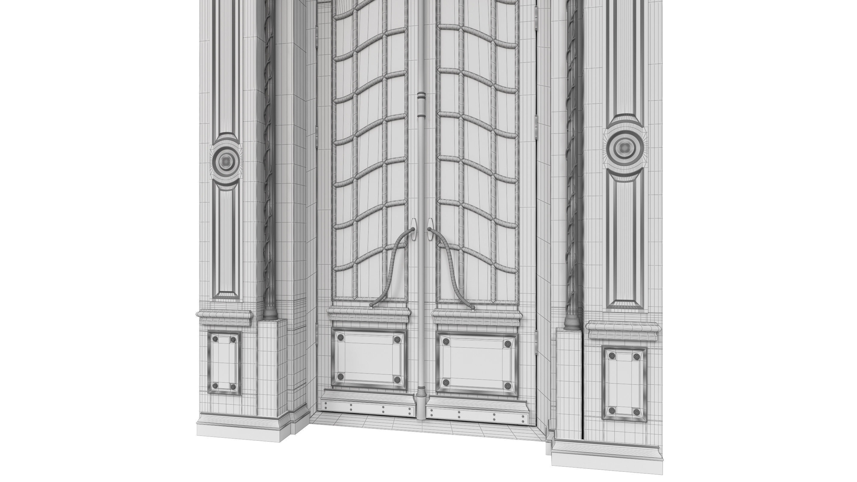 Entrance classic door 47 3D model_7