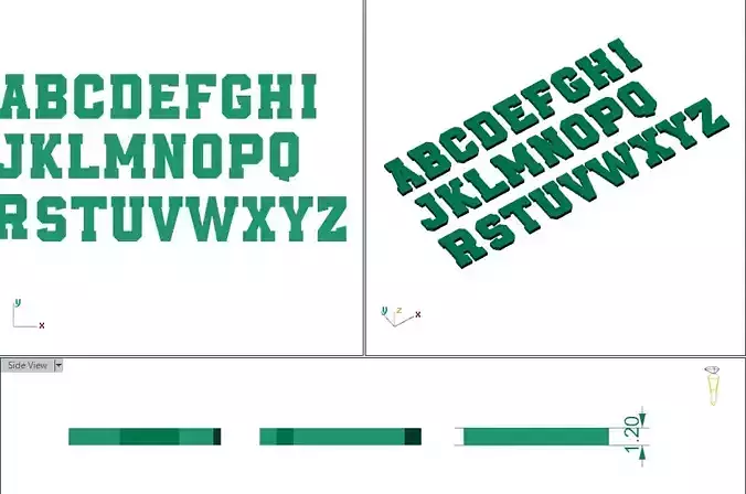 ALL LETTERS WITH HANDMADE FONT 3D MODEL
