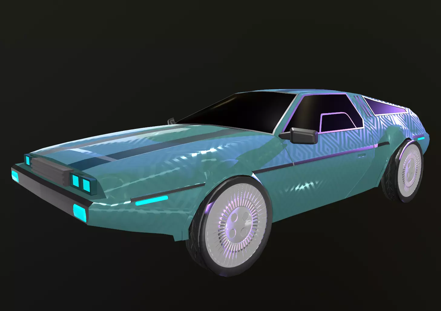 Delorean Car Low-poly 3D model