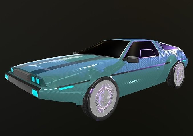 Delorean Car Low-poly 3D model
