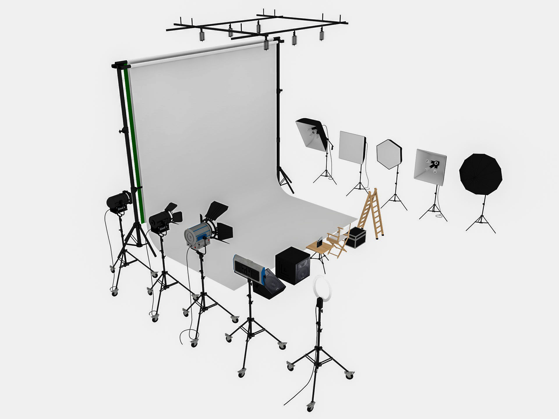 Studio Photography Lights 2 3D model_2