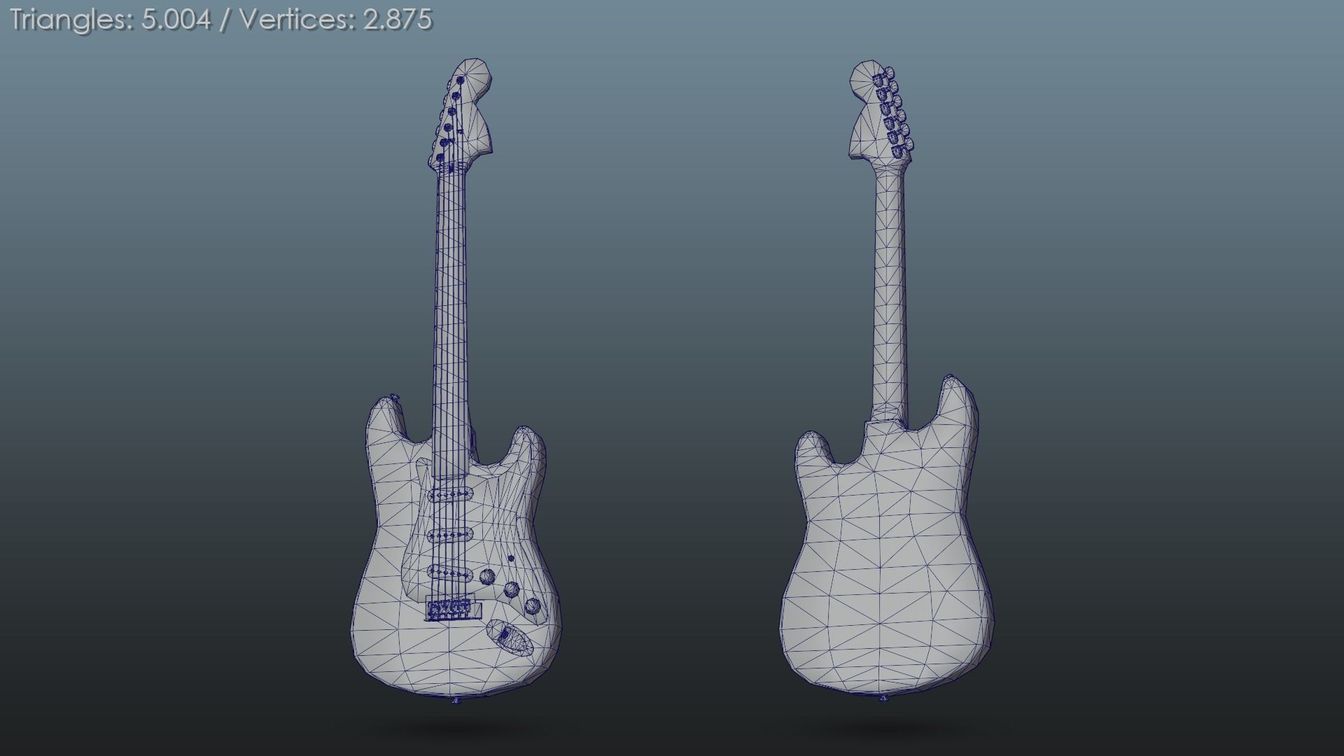 8 Low-Poly Stylized Electric Guitars - Pack Low-poly 3D model_9
