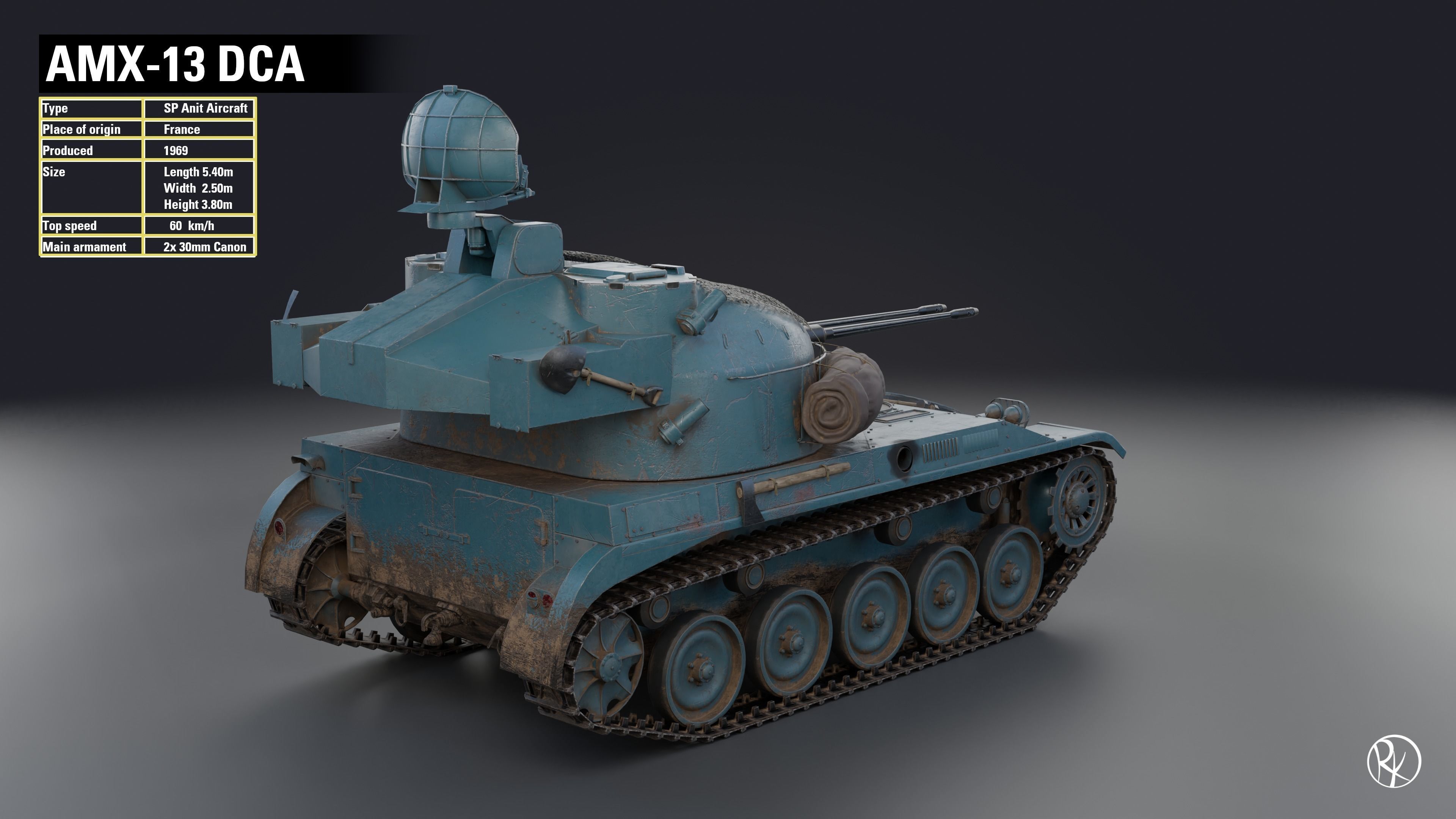 AMX-13 DCA PBR Model 3D model_3