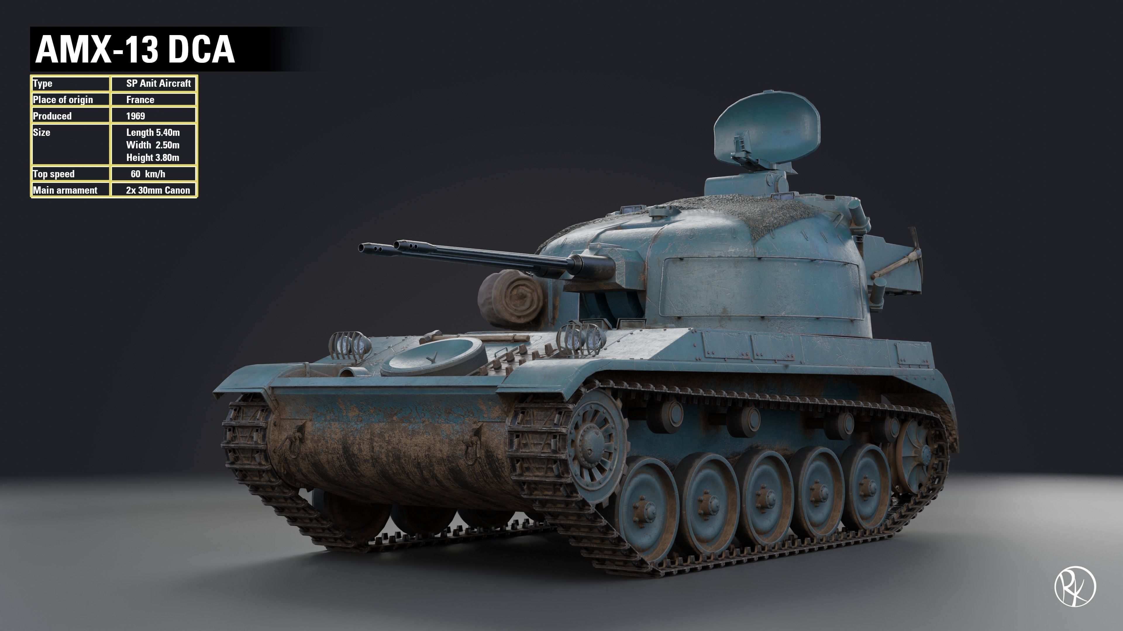 AMX-13 DCA PBR Model 3D model_2