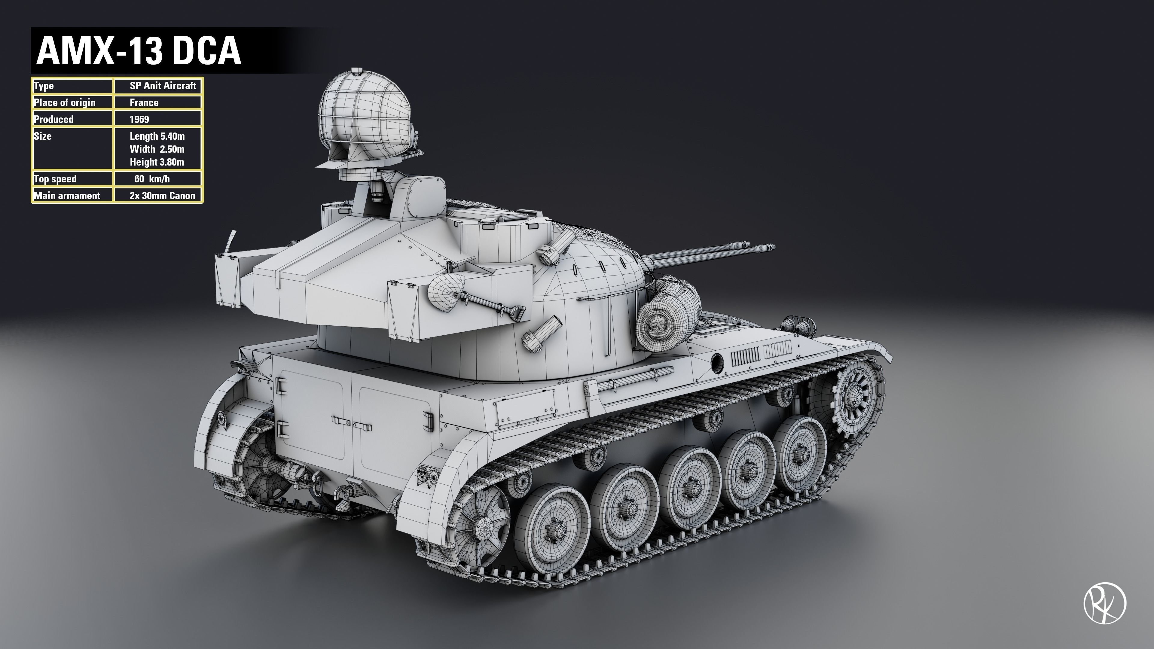 AMX-13 DCA PBR Model 3D model_14