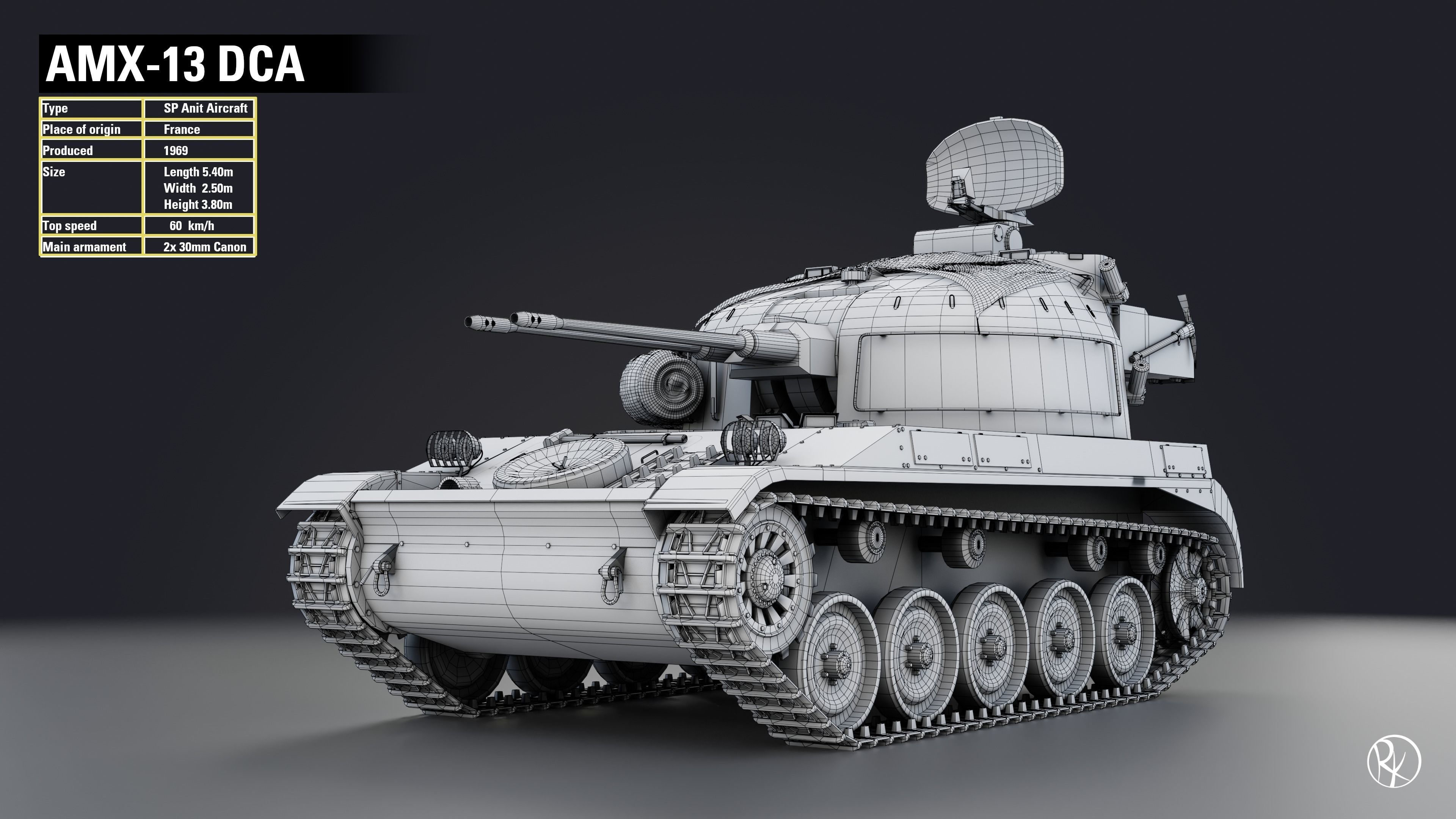 AMX-13 DCA PBR Model 3D model_13