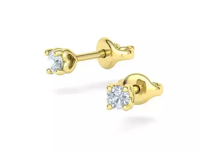 Heart Stud Earring Women Stud earrings three stone sizes  3D print model