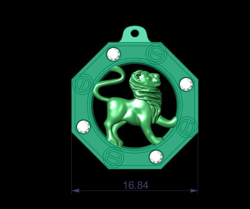 Leo Zodiac Pendant 3D print model_1
