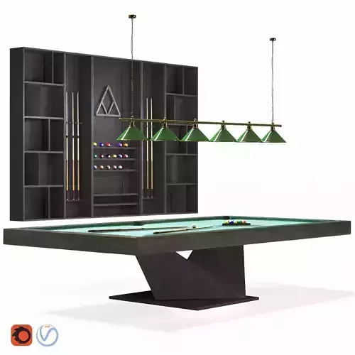 Billiard Room Set Low-poly 3D model