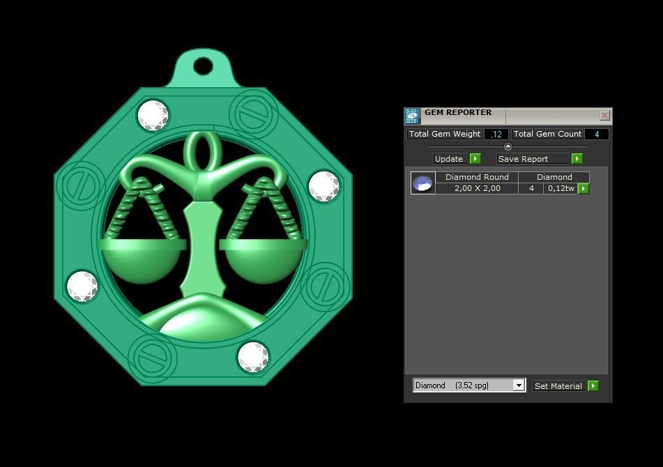 Libra Zodiac Pendant 3D print model_2