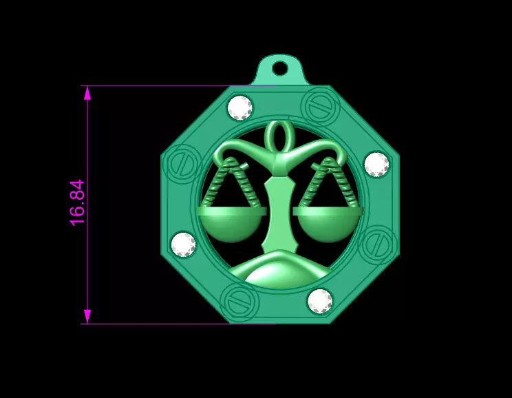 Libra Zodiac Pendant 3D print model_0