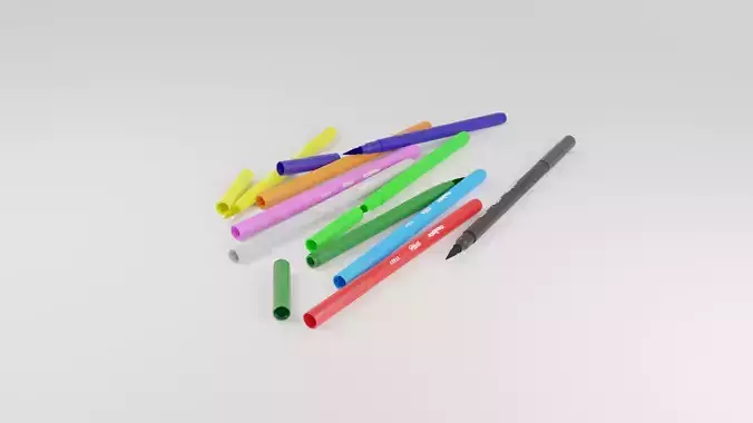 Markers in 10 different colors with brush tip