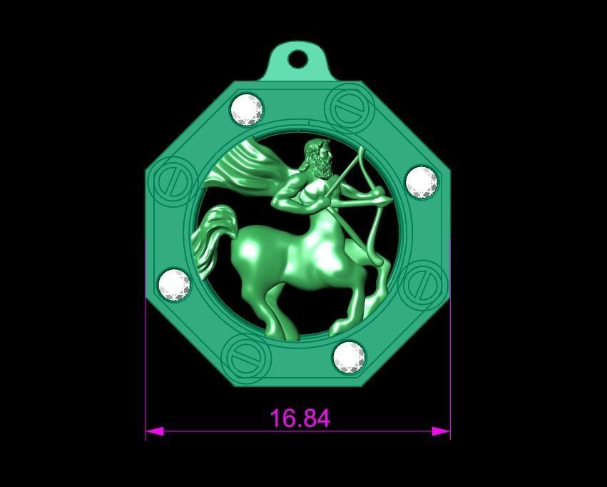 Sagittarius Zodiac Pendant 3D print model_1