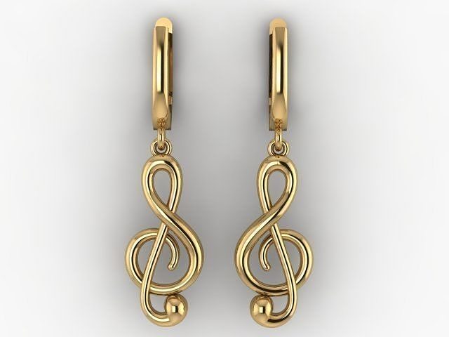Woman Treble Clef Earring 3D Print Model 3D print model