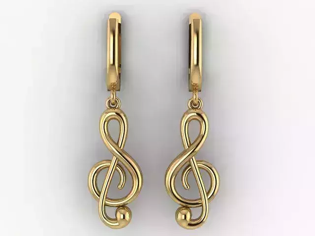 Woman Treble Clef Earring 3D Print Model