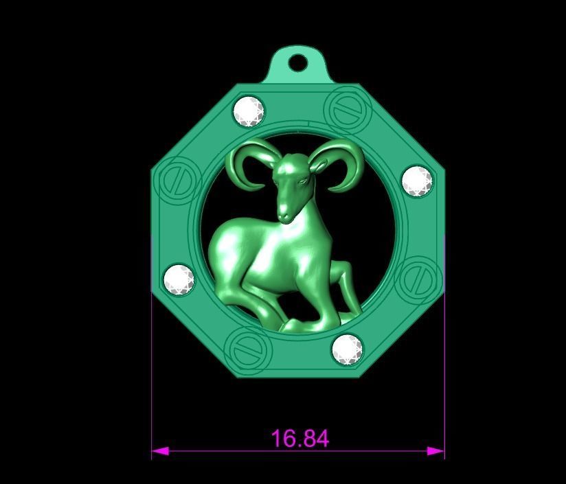 Capricorn Zodiac Pendant 3D print model_1