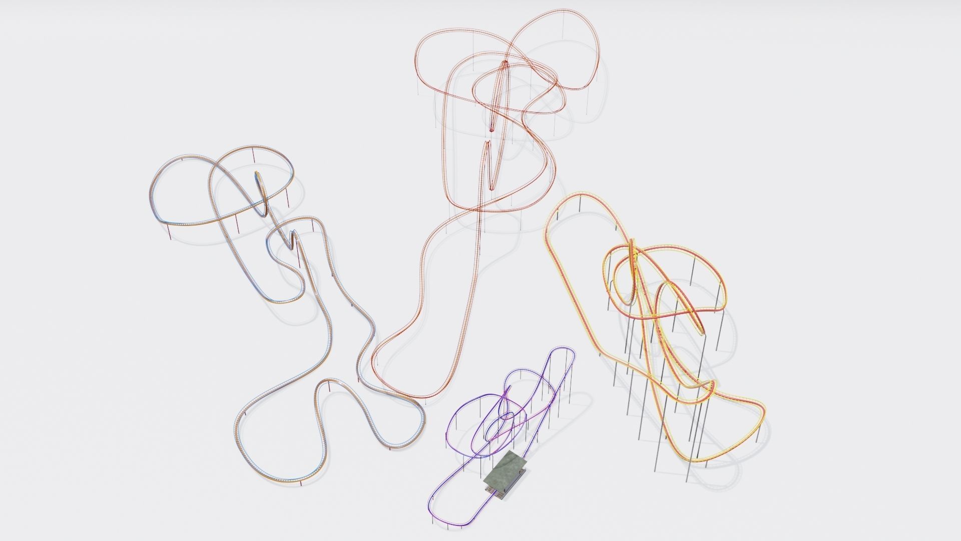 FOUR ROLLERCOASTER 3D Model Collection_1