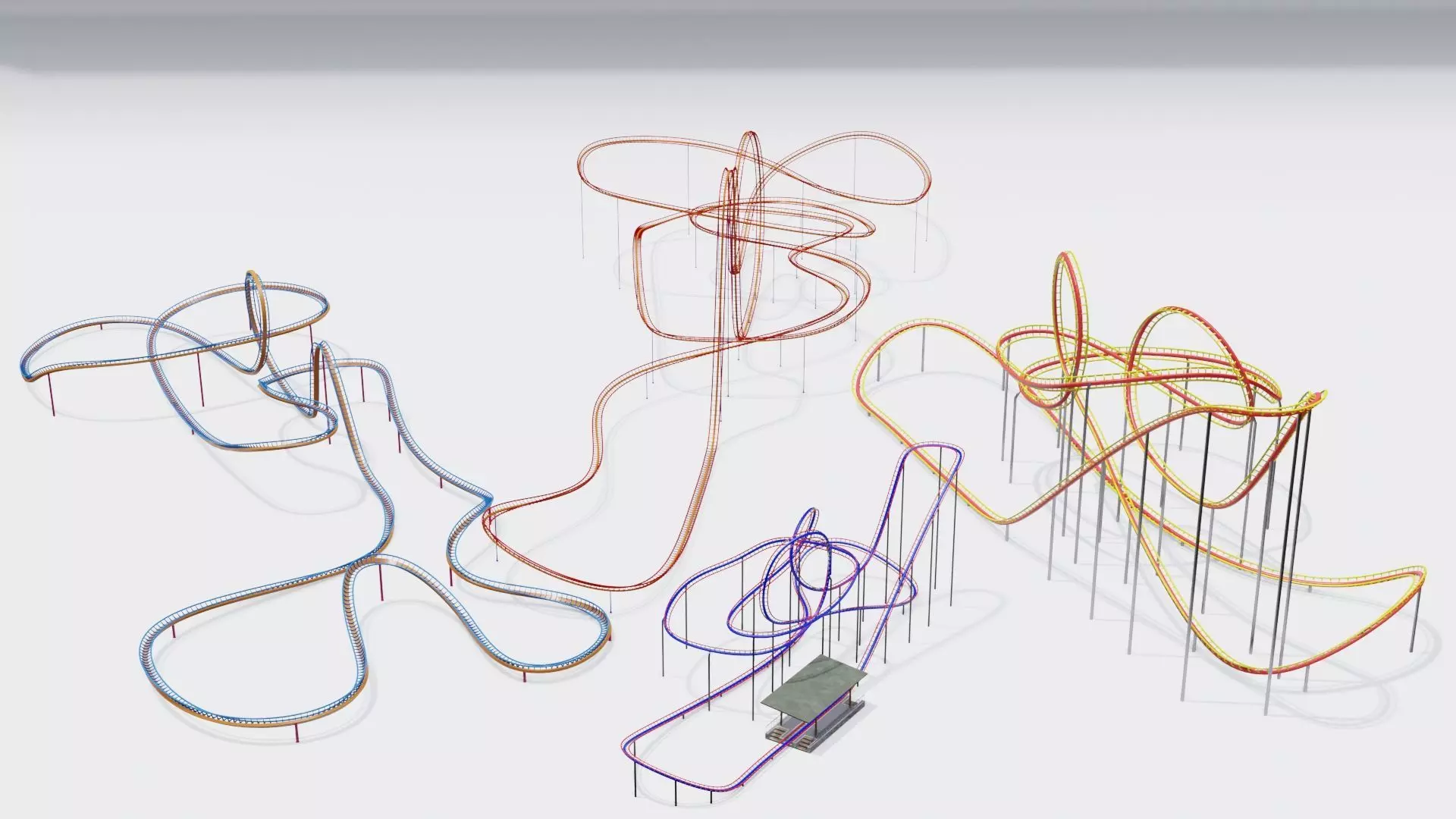 FOUR ROLLERCOASTER 3D Model Collection_0