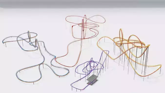 FOUR ROLLERCOASTER 3D Model Collection