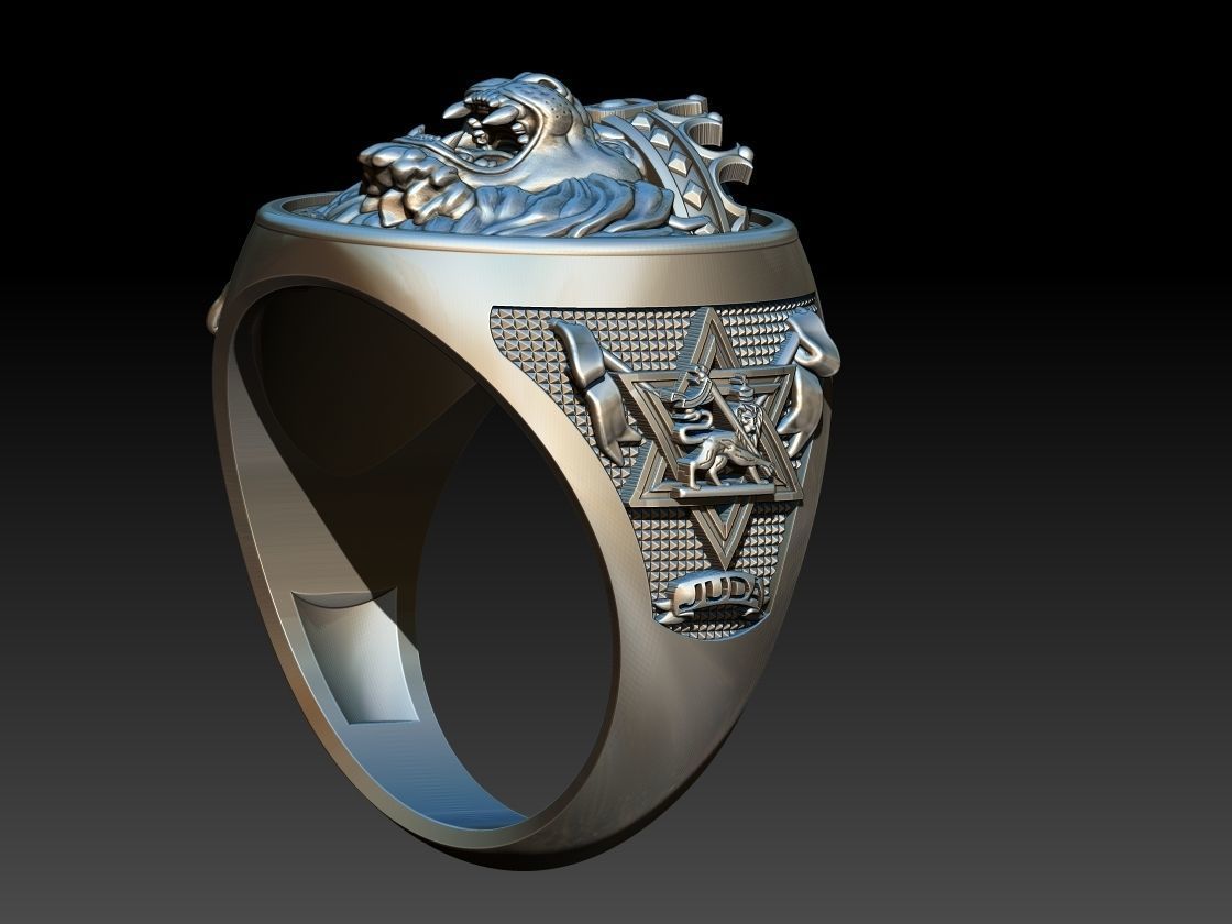 Lion of Judah Ring Leao de Juda 3D Print Model 3D print model_6