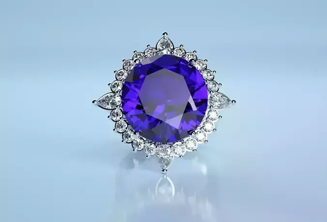 Oval Pear Stone Sapphire King Ring  3D print model