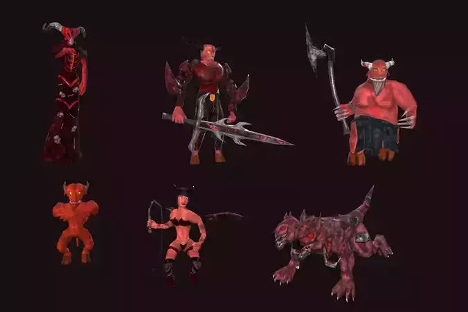 Hell Squad Low-poly 3D model