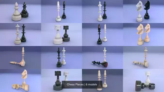 Chess Pieces 3D Model Collection