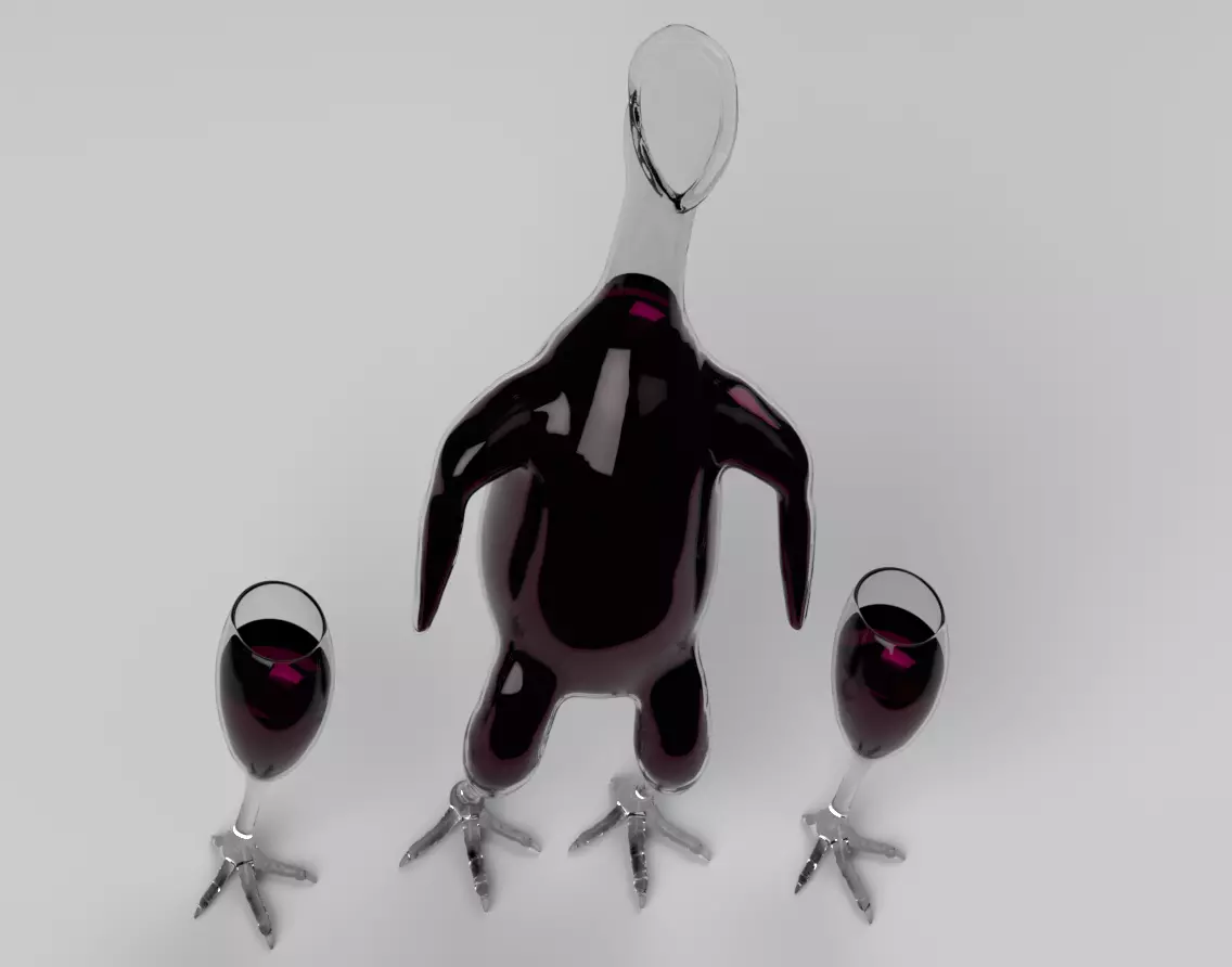 CHICKEN CUP AND WINE DECANTER 3D print model