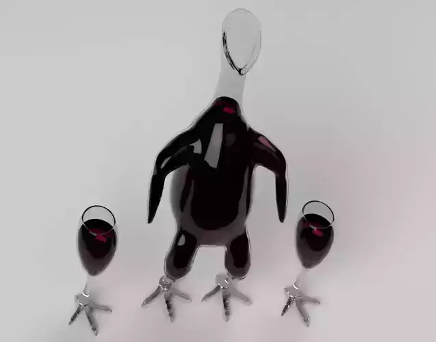 CHICKEN CUP AND WINE DECANTER 3D print model