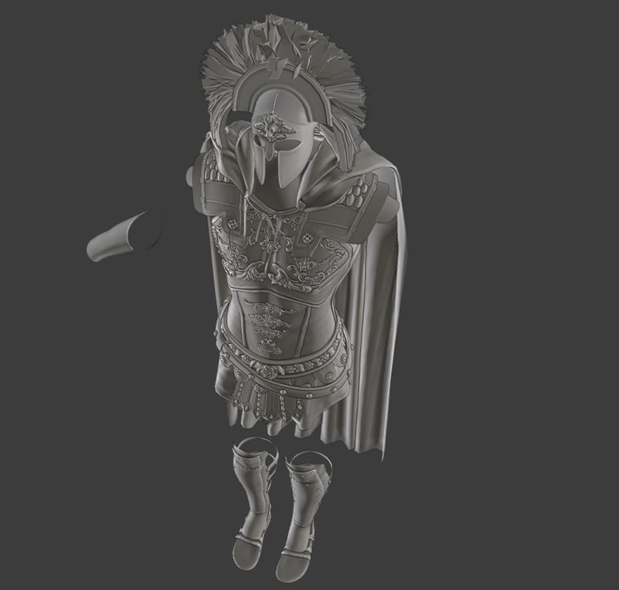 Greek Spartan Base Armor set Low-poly 3D model_4