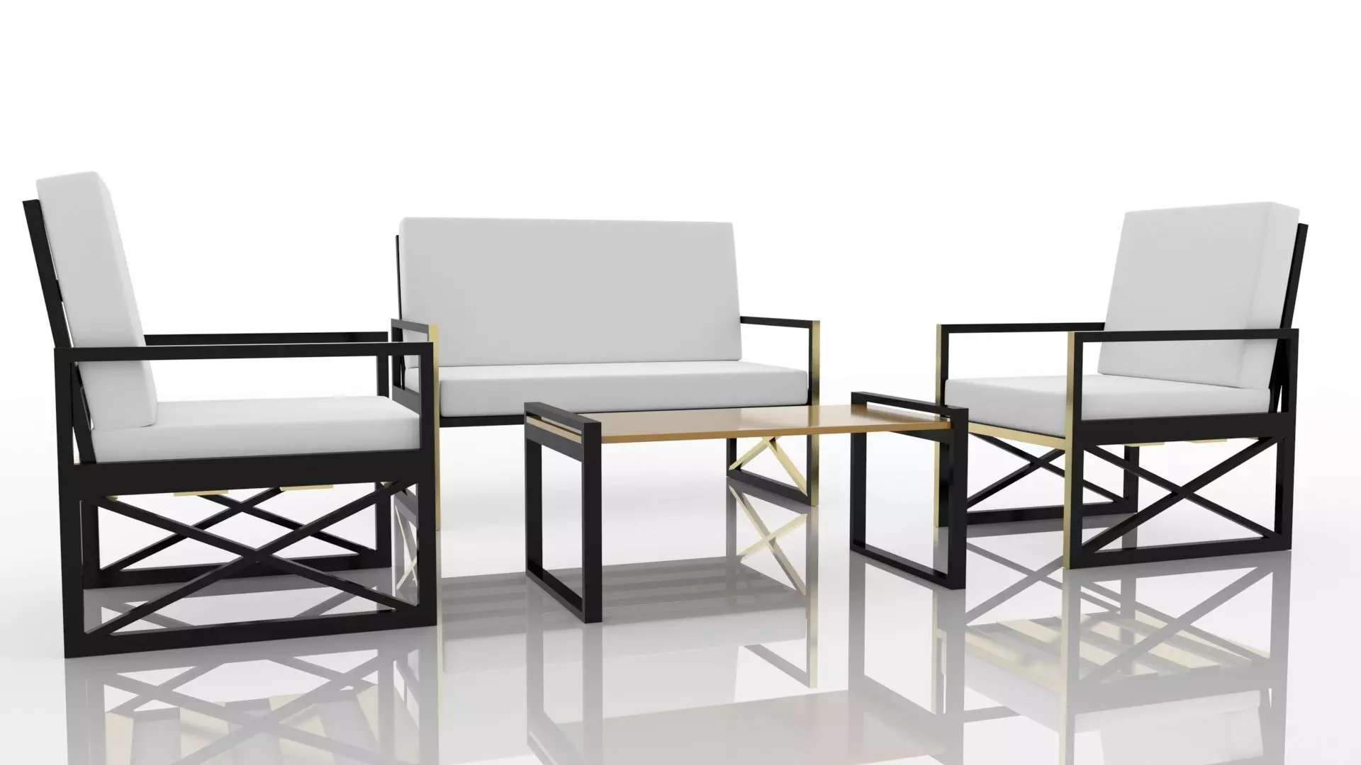 Balcony Outdoor Furniture Low-poly 3D model