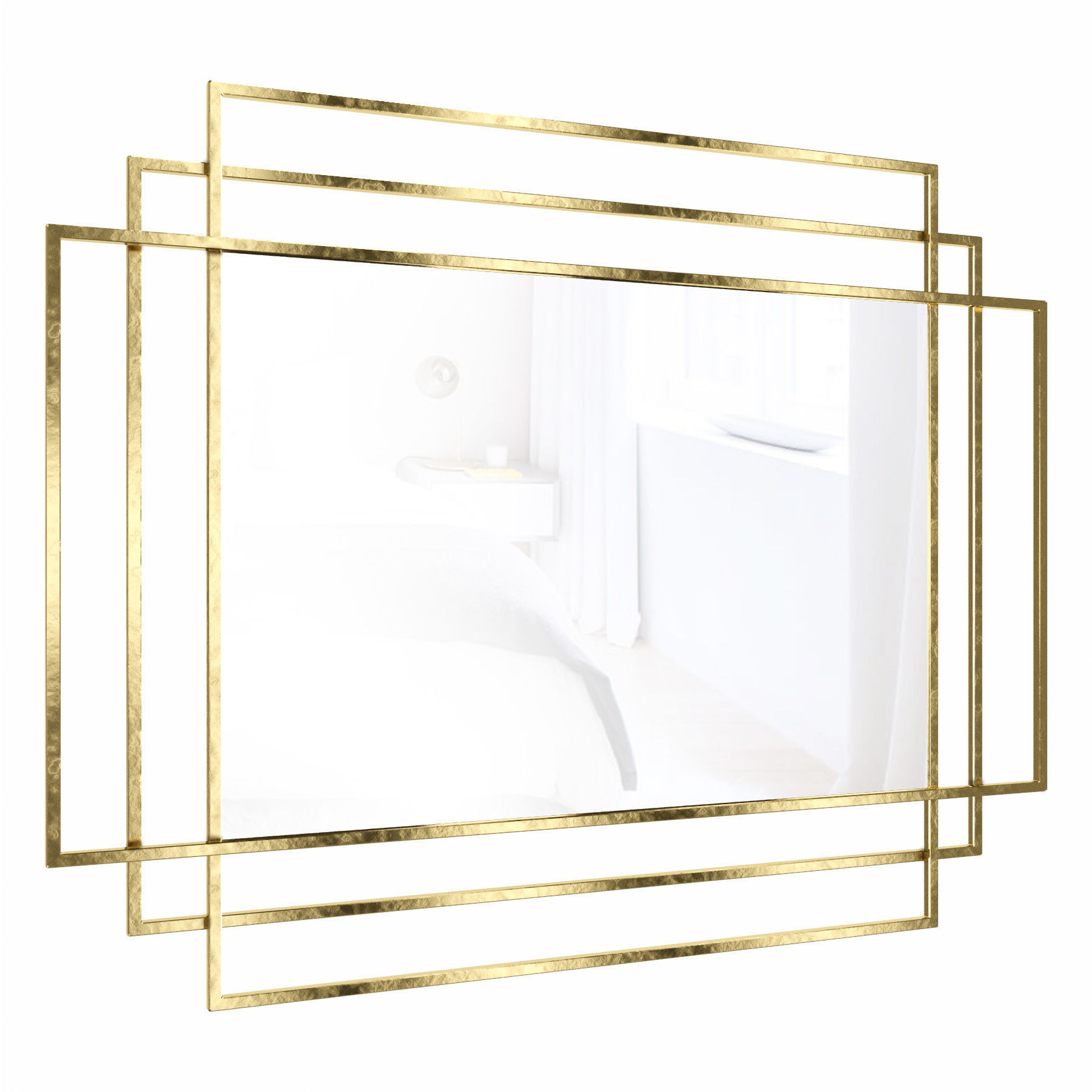Mirror in a metal gold frame Rainer 3D model_1