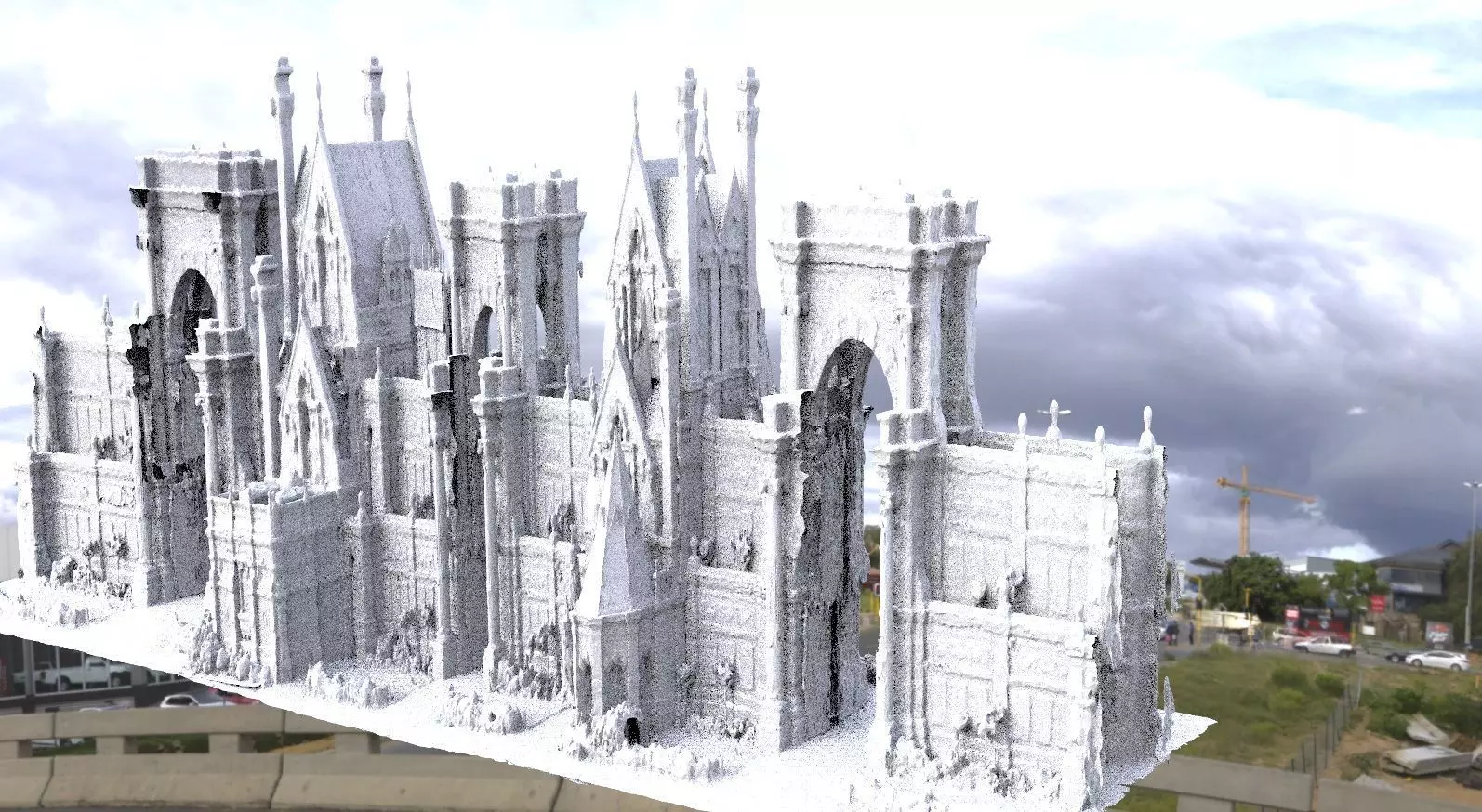 Fantasy gateway to city tall structure 3D model_0