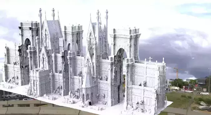 Fantasy gateway to city tall structure