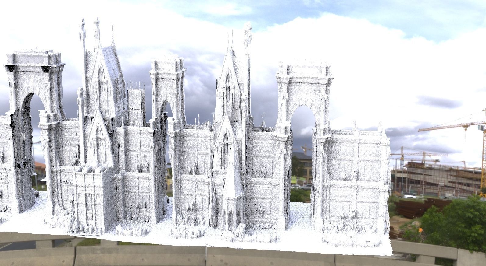 Fantasy gateway to city tall structure 3D model_2