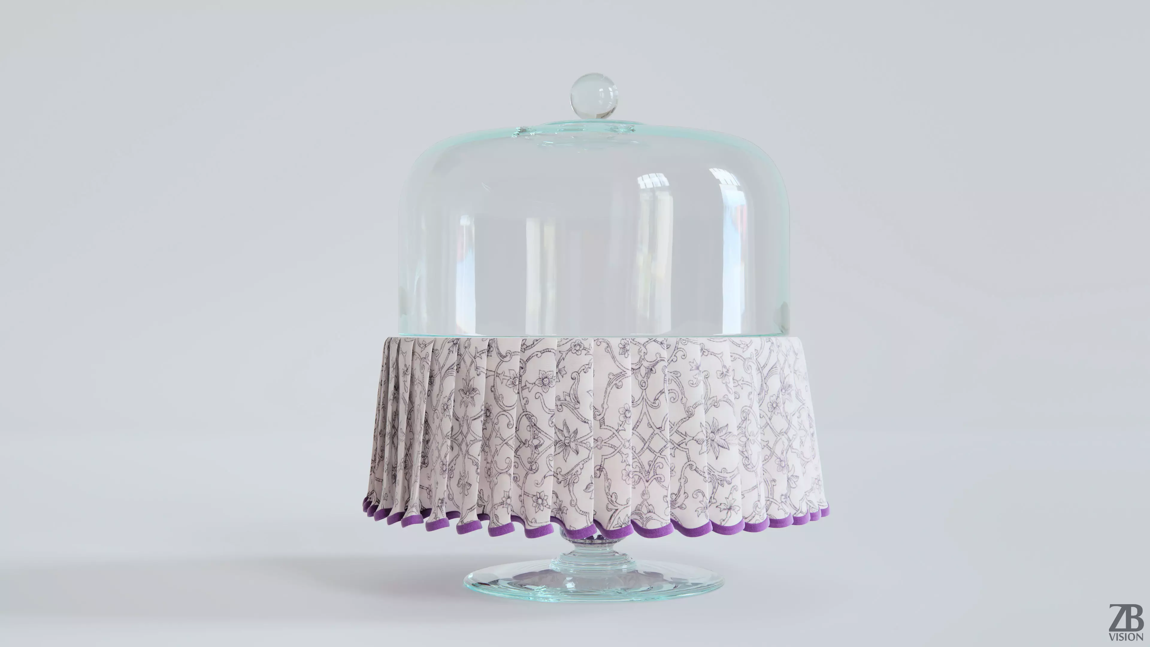 Cake Plate with Cloth 3D model_0