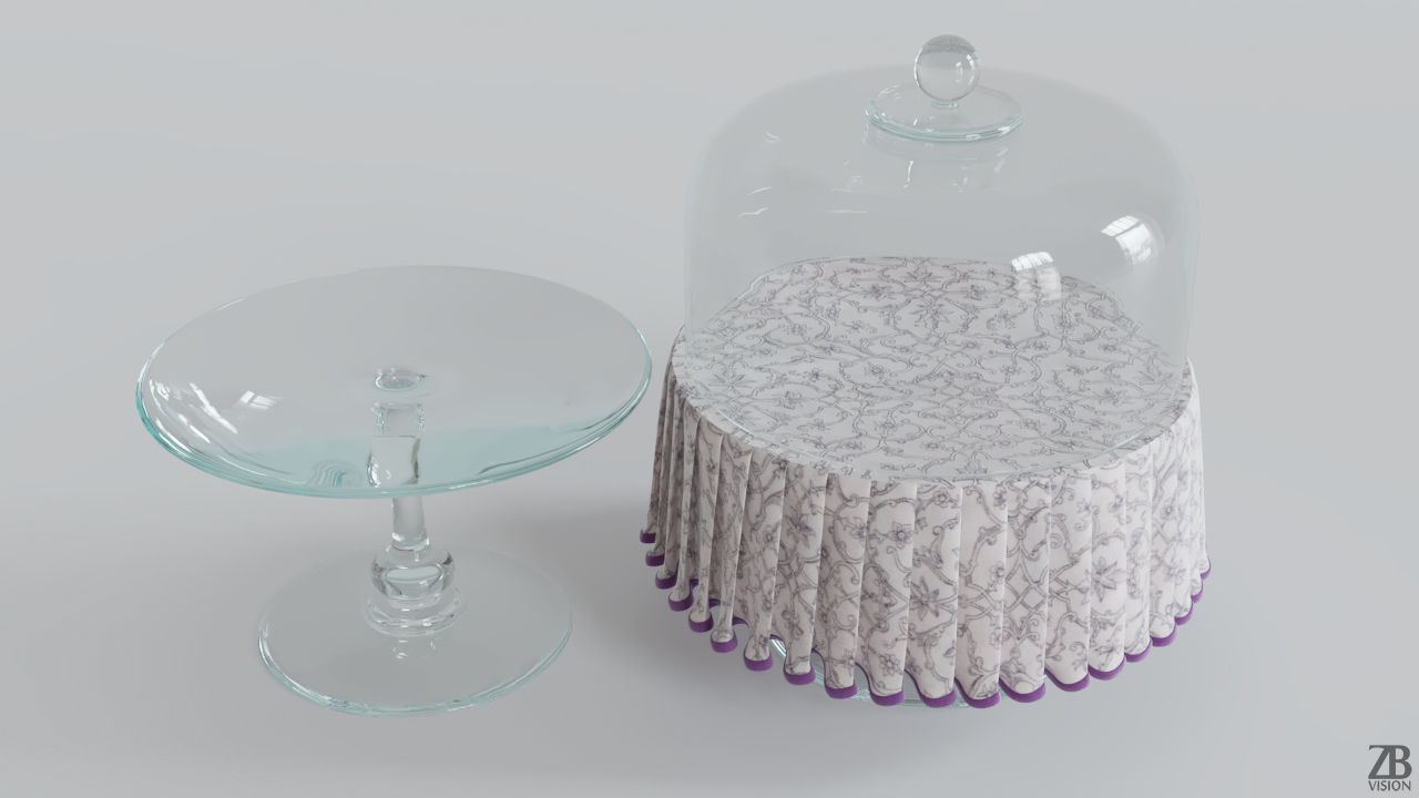 Cake Plate with Cloth 3D model_1