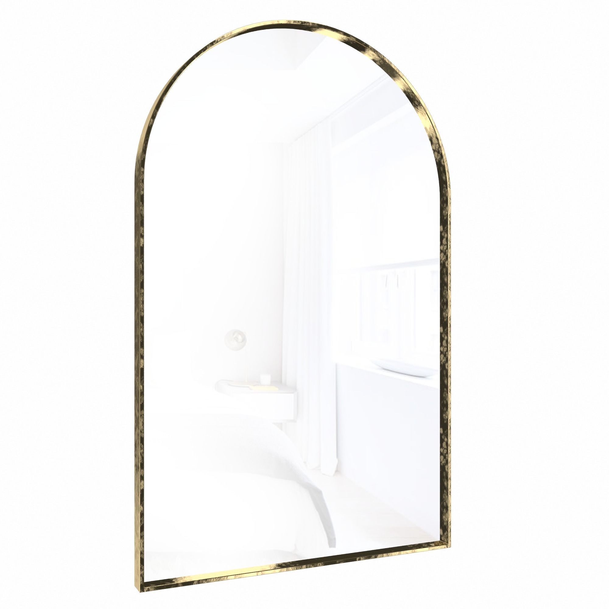 Arch-shaped mirror in a brass Archet frame 3D model_1