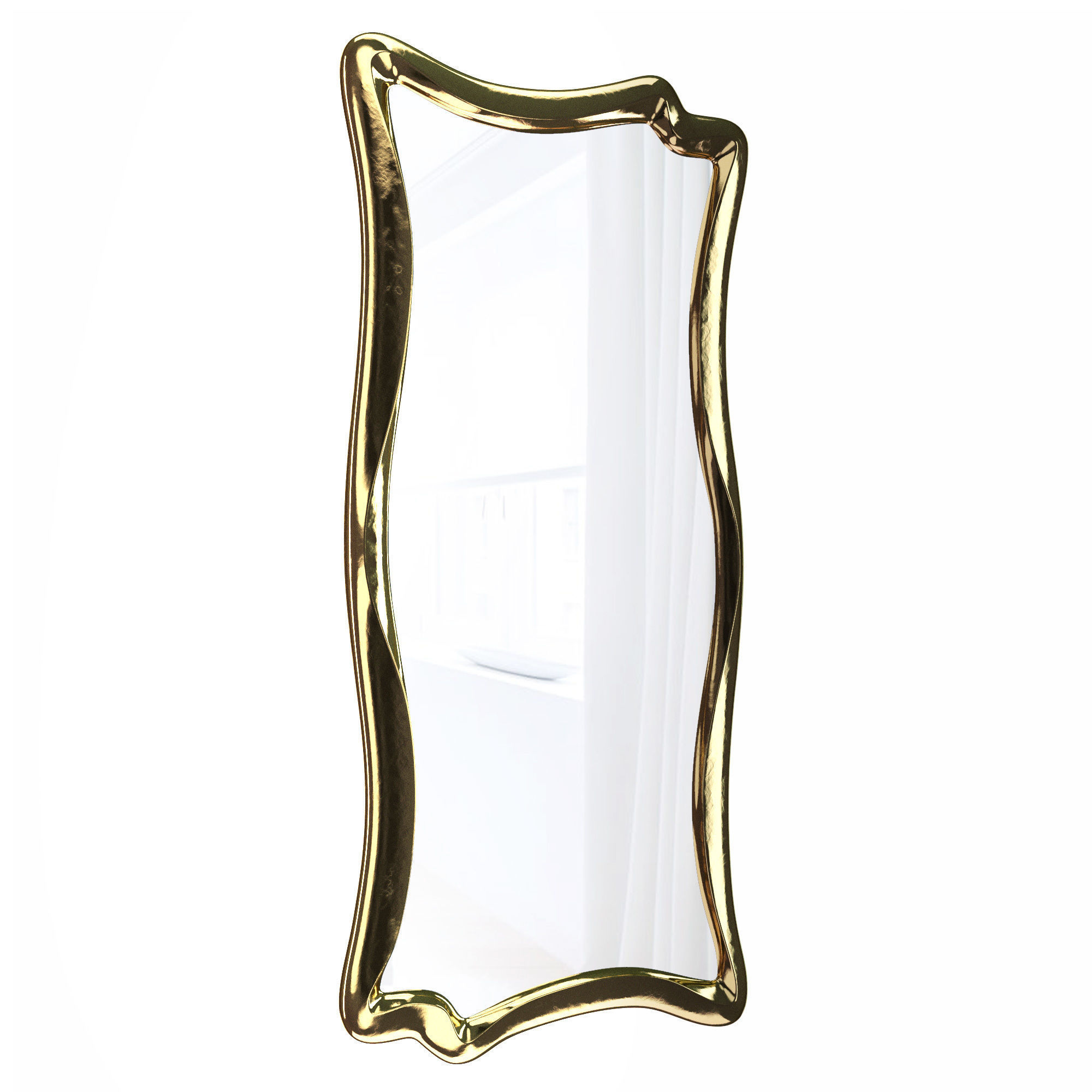 Wall mirror in a figured frame Marna Gold 3D model_1