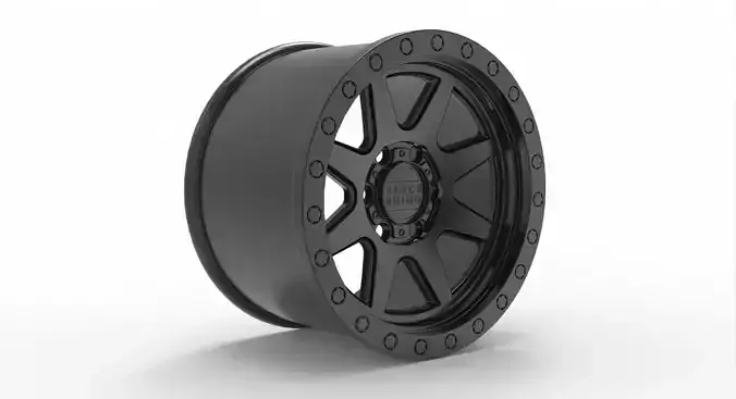 Matte black W Black Lip Edge  Black Bolts Baker Wheel 3D print model