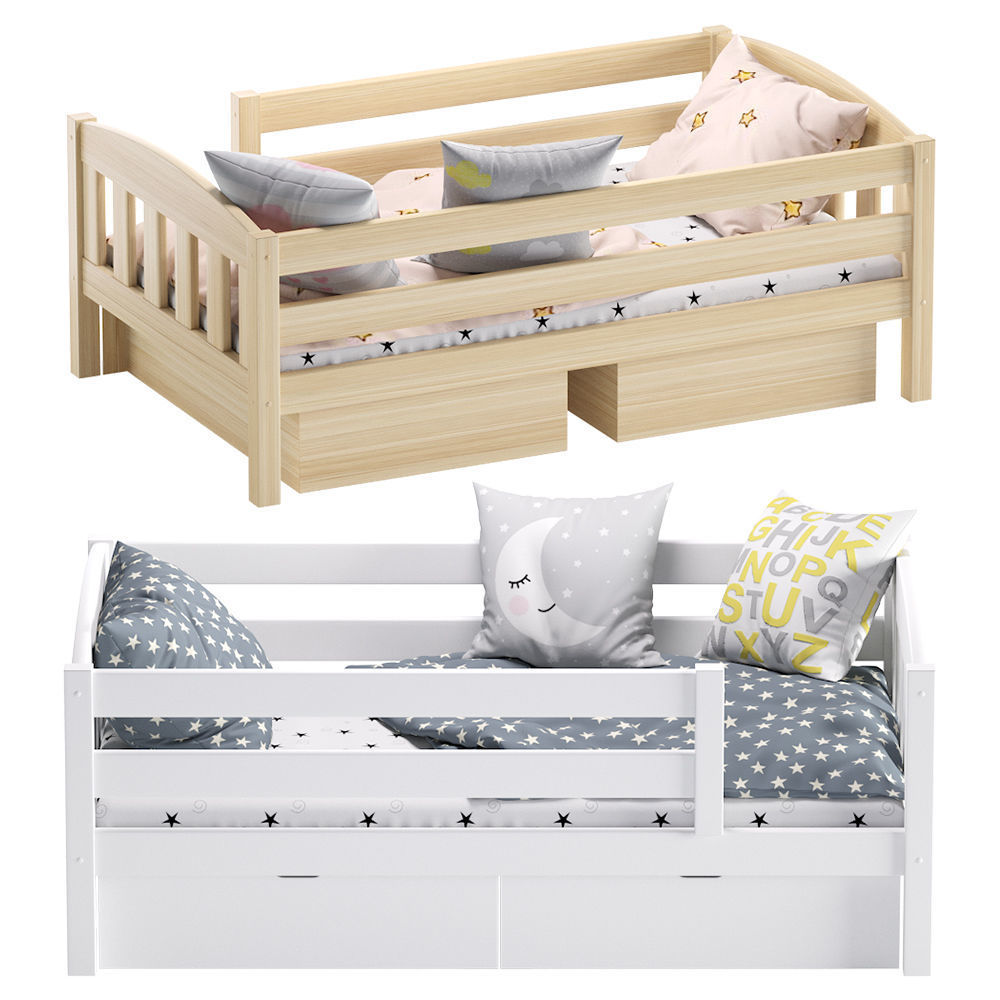 Bed With a Side Ernie Solid Pine Ekomebel 3D model_5