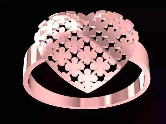 Lucky Clover Heart Ring for Women  2211
